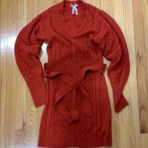 Derek Heart juniors sweater dress orange belted